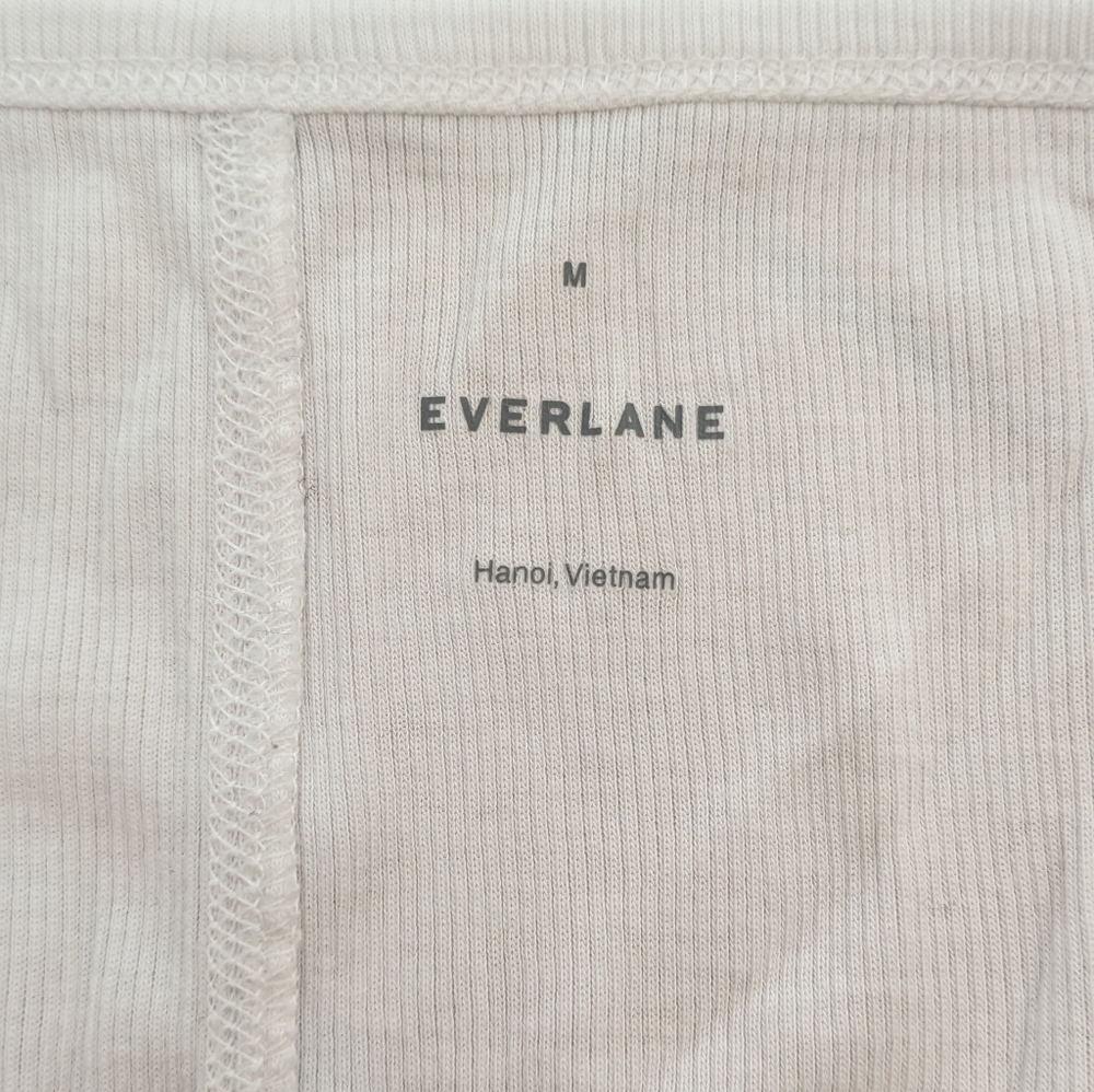 Everlane White Microrib Scoop Neck Supima Cotton Knit Top Size M In EUC
